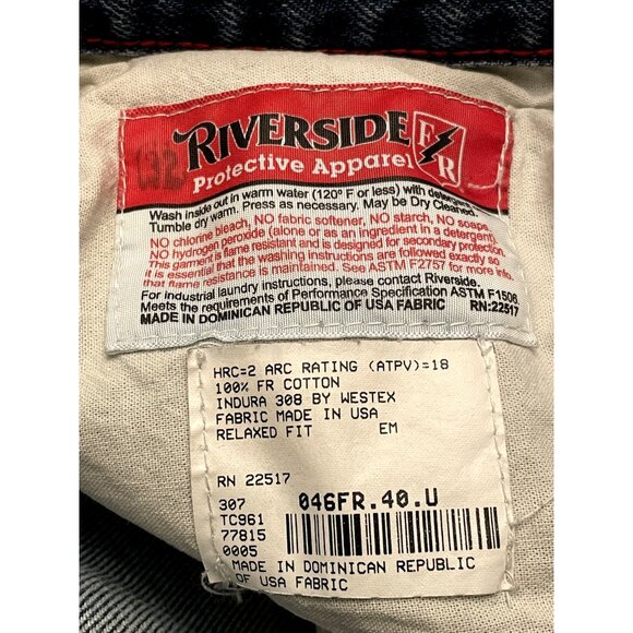 Riverside FR 4 jeans 40x32 Protective Apparel fire flame resistant work HRC2 USA - Picture 6 of 16